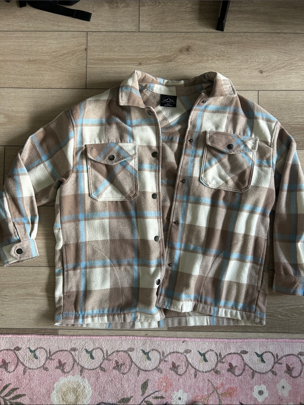 Plaid Shacket Jacket in Beige and Cream